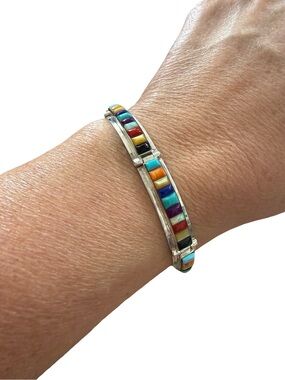Multicolor Inlay Sterling Bracelet - Women's Jewelry